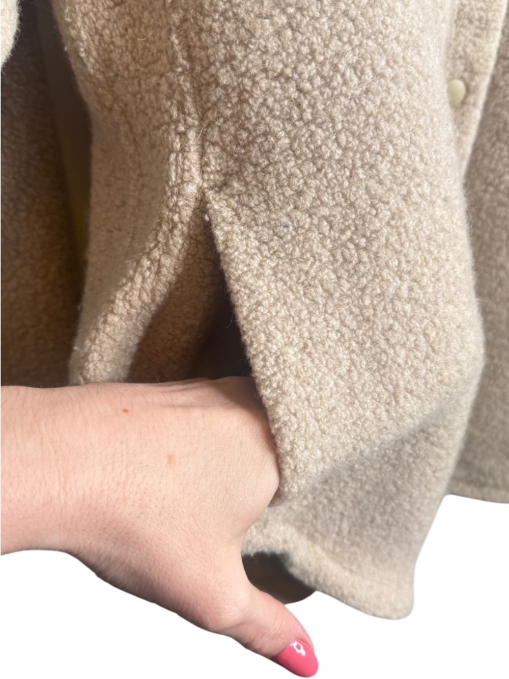 Outdoor Voices MegaFleece Snap Wool Blend Shacket Jacket Tan Cream Medium M - Picture 7 of 12